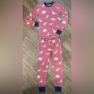 Mini Boden RED,Grey & Blue Dinosaur Kids Pajamas Set - STRIPE PAJAMAS SZ 12